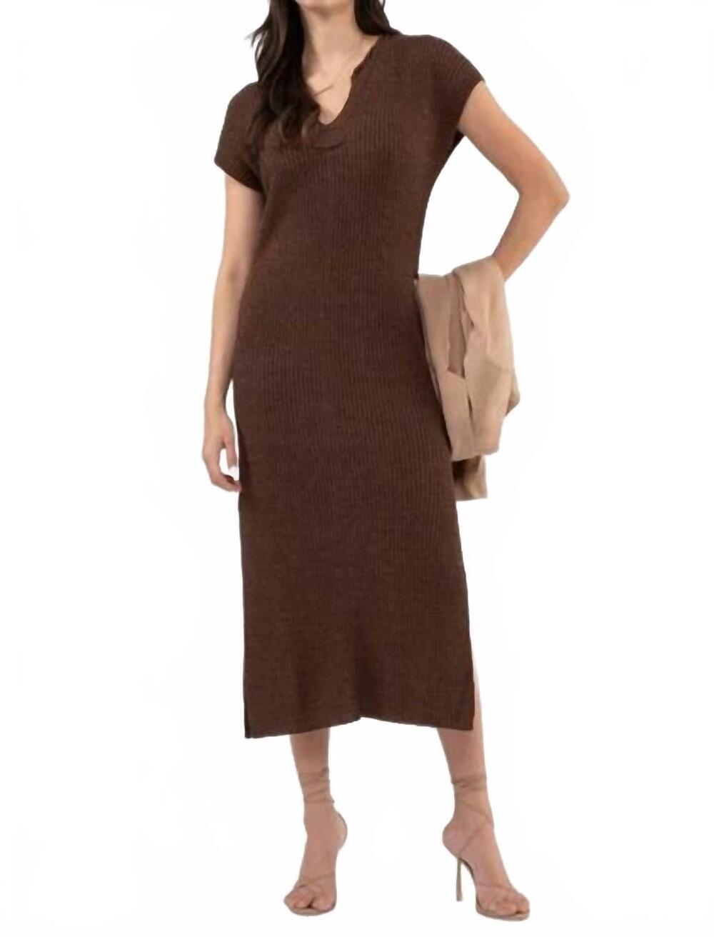 NEW BLU PEPPER knit midi dress in brown